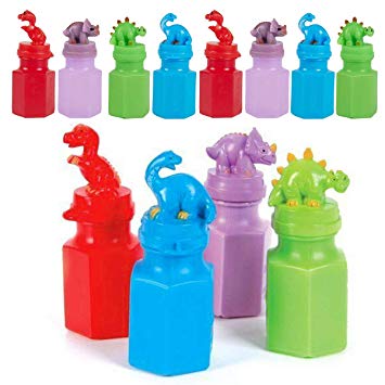 Kicko Dinosaur Bubble Bottles - 12 Pack - for Boys, Girls, Parties, Gifts, & Birthdays