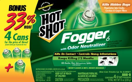 Hot Shot 96181 Indoor Pest Control Fogger 4-Count Bonus Size