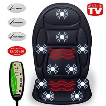 Gideon8482 Seat Cushion Vibrating Massager for Back Shoulder and Thighs with Heat Therapy  Massage Relax Sooth and Relieve Thigh Shoulder and Back Pain Black