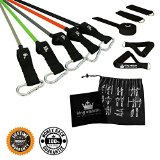 King Athletic Resistance Band Kit Bundle with Door Anchor Foam Handles and Leg Workout Straps