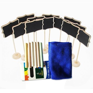 AYAOQIANG 12pcs Chalkboard ,6pcs Colorful Chalk with 1pc cleaning cloth Best for Wedding Dinner Party Table Place Card Signs