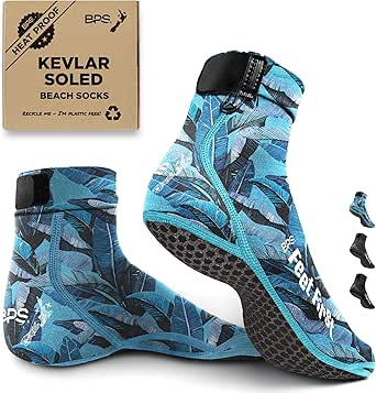 BPS New Zealand ‘Feet First’ Beach Volleyball Soccer Sand Socks, Beach Booties with Flexible Kevlar Soles for Men Women