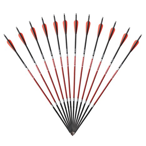 MUSEN 30" Hunting Archery Carbon Arrow Crossbow Bolts Arrows Feather and Replaced Arrowhead/Tip 12 Pcs
