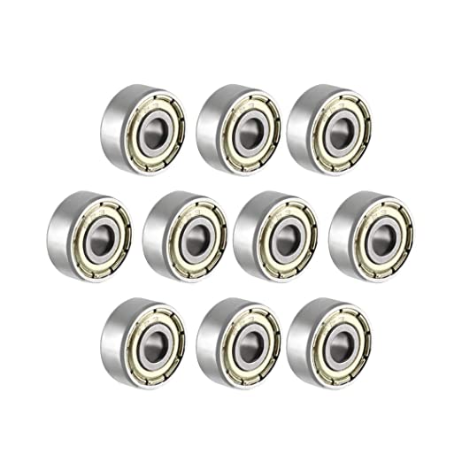 uxcell 623ZZ Deep Groove Ball Bearing Double Shield 623-2Z 80023, 3mm x 10mm x 4mm Chrome Steel Bearings (Pack of 10)