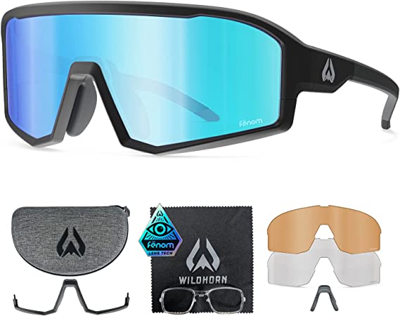 Wildhorn Radke MTB Cycling Glasses UV400 Biking Glasses- Baseball Sunglasses, Sports Sunglasses with 3 Interchangeable Lenses