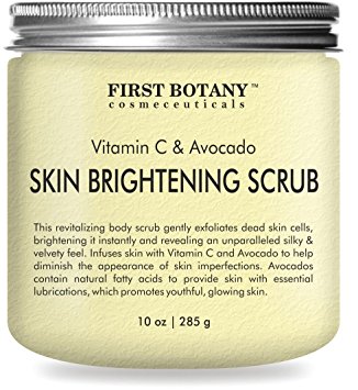 Vitamin C & Avocado Skin Brightening Scrub 10 oz - the BEST Revitalizing body scrub and exfoliator- Infuses skin with Vitamin C and Avocado to help diminish the appearance of skin imperfections