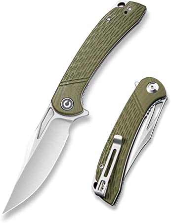 CIVIVI Dogma Pocket knife for EDC, Satin D2 Blade, G10 Handle , Liner Lock, Ball Bearings Pivot ,Flipper Opening Utility Knife with Reversible Deep Carry Pocket Clip C2005A (OD Green)