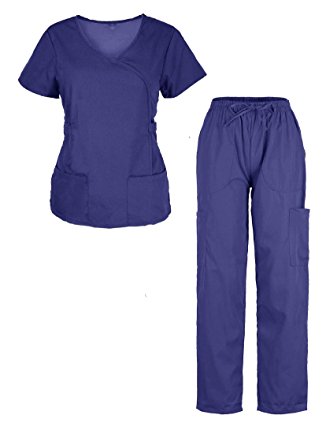 G Med Women's Ultra Soft Top & Pants Fashion Scrub Set