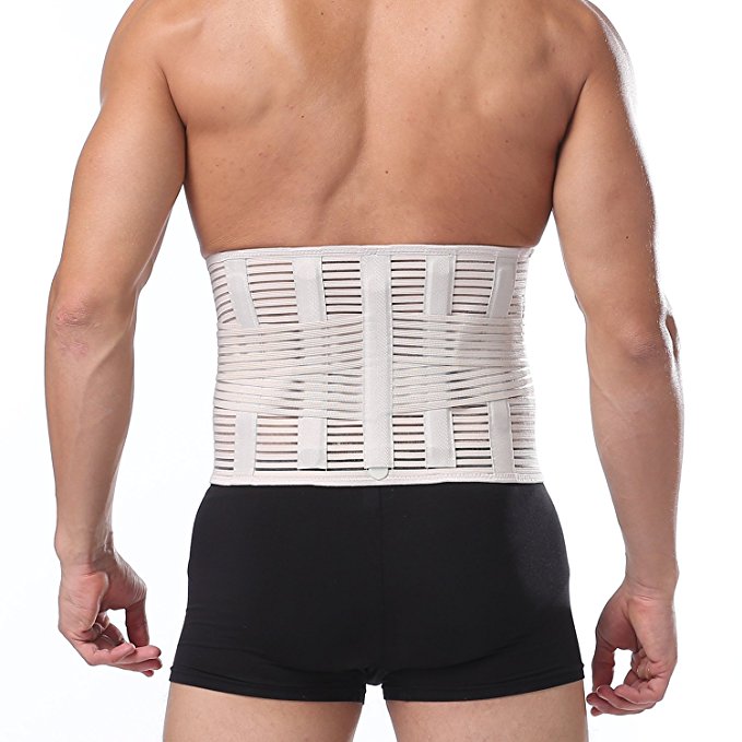 HURMES Stabilizing Lower Lumbar Support Belt Back Brace By for Women&Men- Premium Back Support Brace With 5 Medical Bone Breathable Mesh Adjustable Support Straps for Relief Back Pain