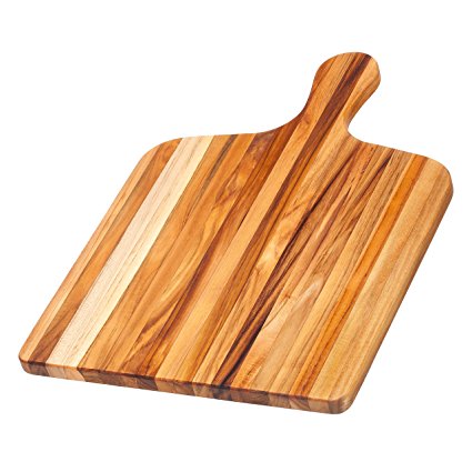 Teak Cutting Board - Rectangle Gourmet Chopping Board With Handle (20 x 14 x .75 in.) - By Teakhaus