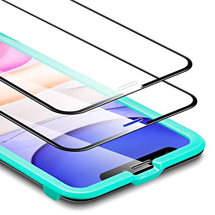 ESR Full-Coverage Tempered-Glass Compatible for iPhone 11 Screen Protector/iPhone XR Screen Protector [2-Pack] [Easy Installation Frame] [3D Curved Edges] for iPhone 11, iPhone XR