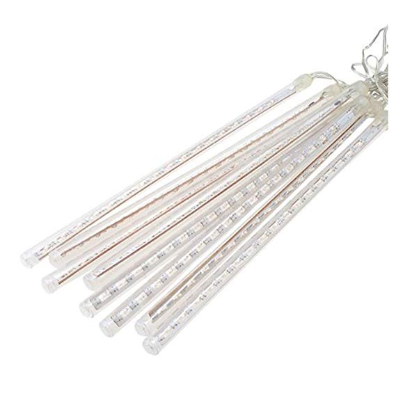 LED Lights String - TOOGOO(R) 30cm 8 Tube 144 LEDs White Color Meteor Shower Rain Lights Waterproof String for Wedding Party Christmas Xmas Decoration Tree