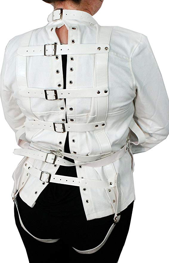 Unisex White Canvas Straight Jacket Costume