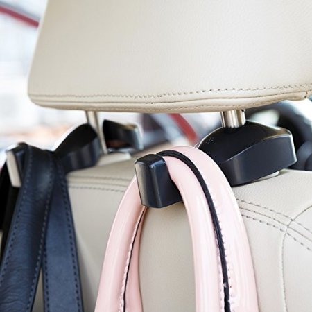 ChiTronic Car SUV BackSeat Headrest Hanger Hooks - Set of 2 (Black)