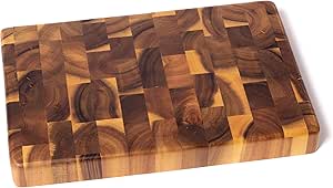 Lipper International 1280 Acacia End Grain Kitchen Chopping Block for Cutting or Serving, 12" x 8" x 1 1/4"