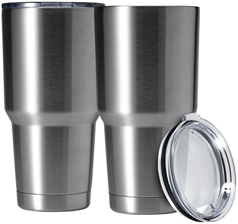 HASLE OUTFITTERS 30oz Tumbler Stainless Steel Coffee Tumbler Double Wall Vacuum Insulated Travel Mug with Lid (Silver, 2 Pack)