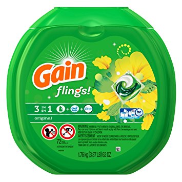 Gain Flings Laundry Detergent Pacs, Original, 62 Ounce