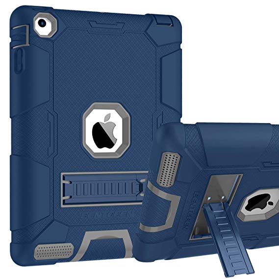 BENTOBEN iPad 3 Case, iPad 2 Case, iPad 4 Case, Lightweight Slim Heavy Duty High Impact Resistant Rugged Hybrid Cover Full Protective Kickstand Smart Case, for iPad 2/3/4, Navy Blue