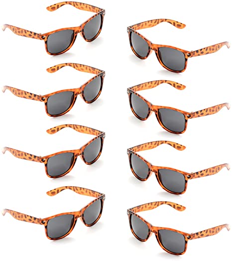 Neon Colors Party Favor Supplies Unisex Sunglasses Pack of 8 (Leopard)