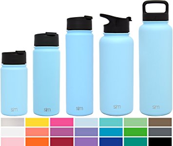Simple Modern Summit Water Bottle   Extra Lid - Vacuum Insulated 18/8 Stainless Steel Powder Coated - 6 Sizes, 22 Colors