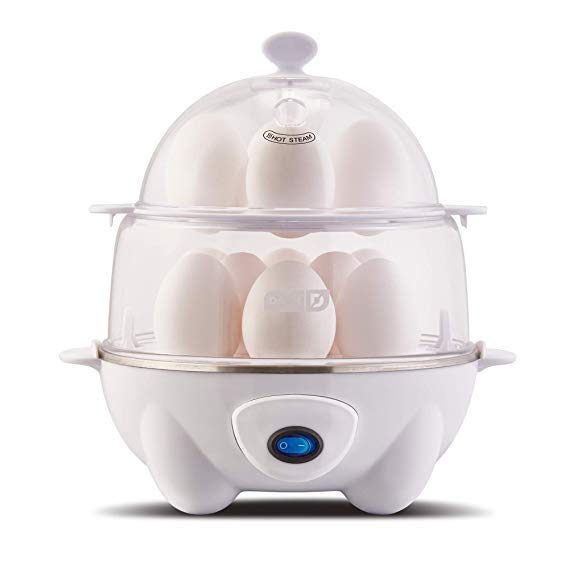 Dash DEC012WH Deluxe Rapid Egg Cooker: Electric, 12 Capacity for Hard Boiled, Poached, Scrambled, Omelets, Steamed Vegetables, Seafood, Dumplings and More, with Auto Shut Off Feature, White