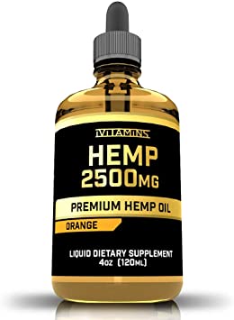 iVitamins Hemp Oil for Pain Anxiety Relief :: 2,500mg 4 fl oz :: May Help with Stress, Pain, Anxiety, Sleep, Depression, Headaches and More :: Hemp Extract :: Rich in Omega 3,6,9 :: Orange Flavor