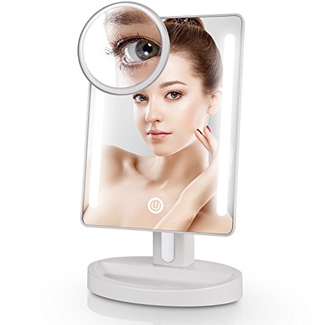 Miusco Lighted Makeup Mirror with 15X Magnifying Pocket Mirror, Rectangle, USB and Battery Operated