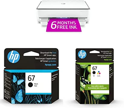 HP Envy 6055e All-in-One Wireless Color Printer(223N1A) & 67 Black Ink Cartridge | 3YM56AN & 67 Black/Tri-Color Ink Cartridges | 3YP29AN