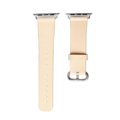 Apple Watch Band Yaha 42mm Genuine Leather Strap Wrist Band Replacement w Metal Clasp for Apple Watch All Models 42mm 42mm Beige