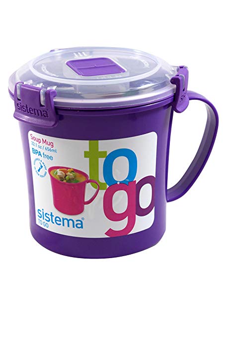 Sistema 656ml (22.1 oz) Soup Mug To Go, Purple, 2-Pack