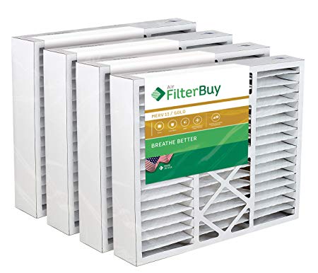 FilterBuy 20x25x5 Honeywell FC100A1037 Compatible Pleated AC Furnace Air Filters (MERV 11, AFB Gold). Replaces Honeywell 203720, FC35A1027, FC100A1037, FC200E1037, Carrier FILXXCAR-0020. 4 Pack.