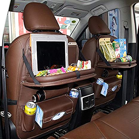 EVAJULLY Car Back Seat Organizer with Kids Toy Bottles Storage Foldable Dining Table ,8 Compartments including iPad Holder