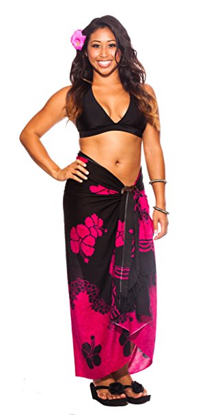 1 World Sarongs Womens Hibiscus Flower Swimsuit Sarong in your choice of color