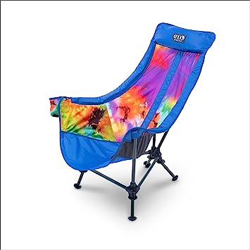 ENO Lounger DL Chair - Portable Camping Chair with Cup Holder - Lounge Chair for Hiking, Backpacking, Beach, Camping, and Festival Chair - Tie Dye/Royal