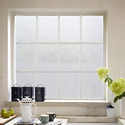 RABBITGOO Privacy Window Film White Window Frosting Film No Glue Static Cling Window Sticker Opaque Window Cling Frosted Vinyl Sheets for Front Door/Bathroom/Sidelight/Small Windows, 11.8in x 78.7in