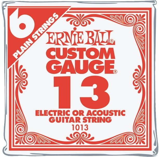 Ernie Ball Nickel Plain Single Guitar String .013 Gauge 6-Pack