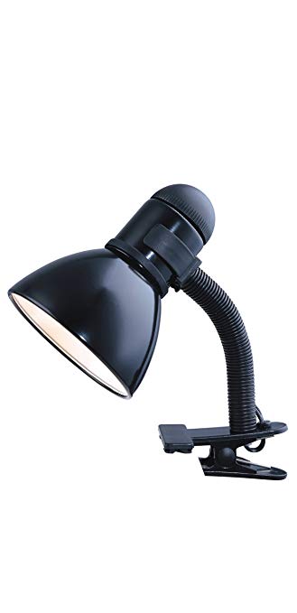 Park Madison Lighting PMD-9814-31 Incandescent Clamp-A Lamp with Adjustable Gooseneck Column and Oversized Turn Knob Switch in Black Finish, 11 1/4" Tall