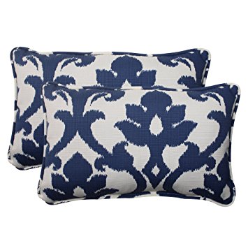 Pillow Perfect Indoor/Outdoor Bosco Corded Rectangular Throw Pillow, Navy, Set of 2
