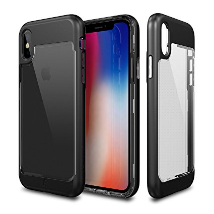 iPhone X Case, Patchworks [Contour Series] Hybrid Smudge-Free Clear Inner TPU Hard Matte Finish PC Frame Cover Military Grade Drop Tested Case [Wireless Charging] for iPhone X (2017) - Black