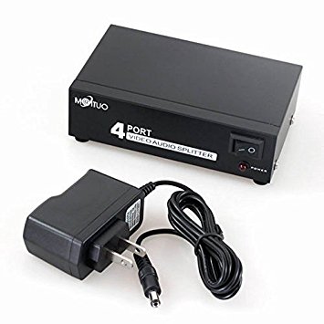 Findway 4 Port 1 In 4 Out 3 RCA AV Audio Video Splitter Amplifier for Cable Box DVD DVR Analog TV
