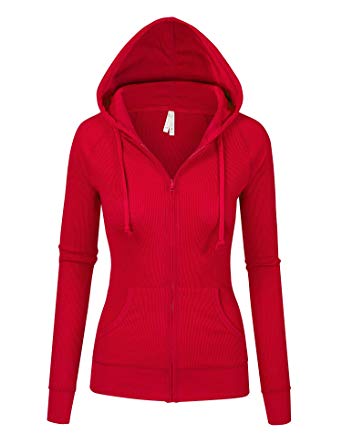 Womens Multi Colors Thermal Zip Up Casual Hoodie Jacket S-3X