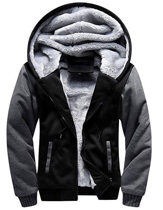 Tankoo Men's Winter Heavyweight Fleece Sherpa Lined Zipper Hoodie Sweatshirt Jacket