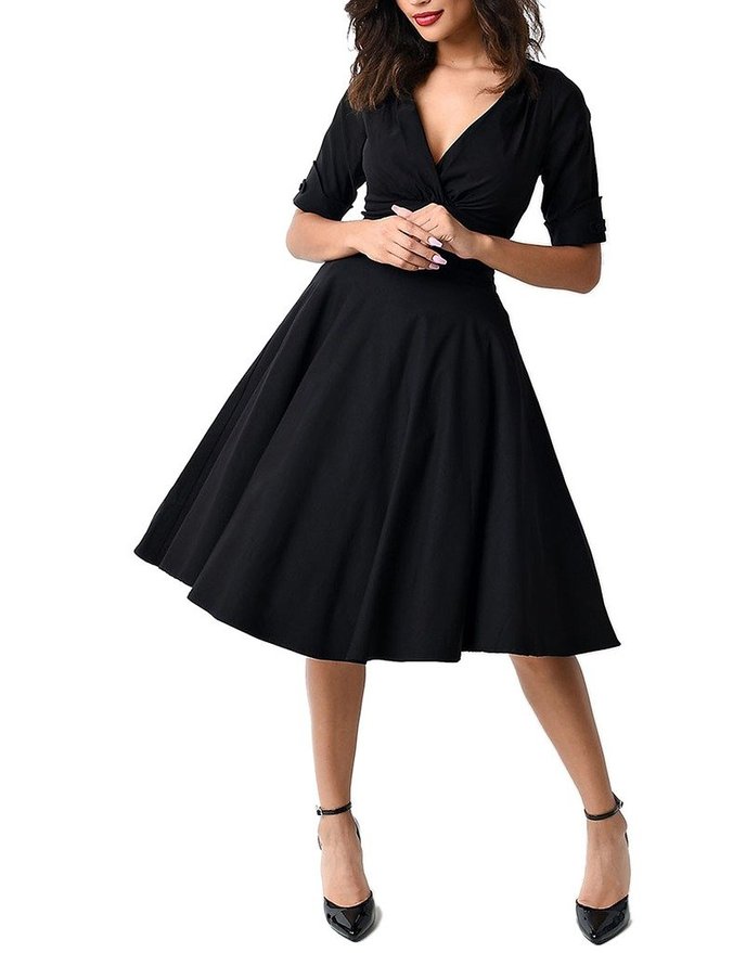 GownTown Womens Dresses V-neck 1950s Vintage Dresses Stretchy Swing Dresses