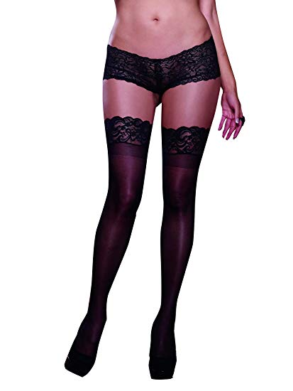Dreamgirl Women's Plus-Size Silicone Lace Top Thigh-High
