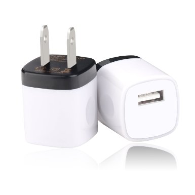 Wall Charger, AiGoo 2 Pack 1AMP USB Power Home Travel Adapter Wall Charger Plug for iPhone 6 Plus, 6s Plus, iPad, Tablet, Samsung Galaxy S6, Note 5, HTC, LG, Blackberry and More, White