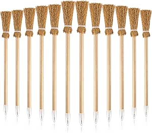 Zonon Witch Broom Pencils, 12 Pieces, Halloween Party Favors, Suitable for Kids, Teens, Adults, Classroom Supplies