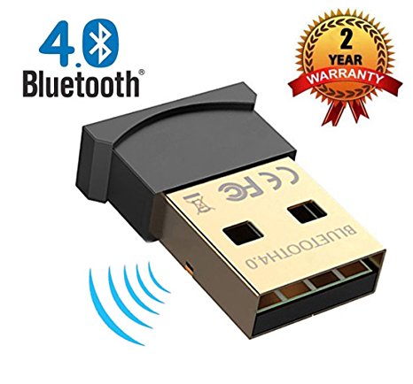 Foktech USB Bluetooth 4.0 Adapter USB Dongle for PC with Windows 10,8.1,8,7,XP,Vista,Plug and Play on win 8 and above – 2 Year Warranty