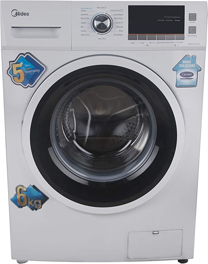 Midea 6 kg Fully-Automatic Front Loading Washing Machine (MWMFL060CPR, White)