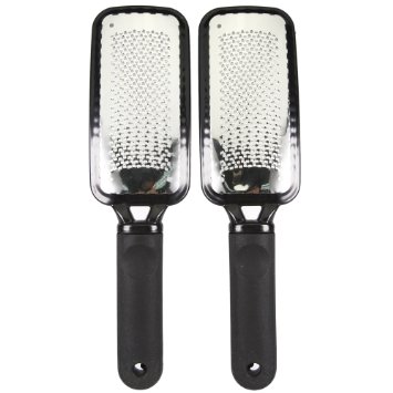 Queentools Colossal Pedicure Foot Rasp and Callus Remover Sided Stainless Steel - Remove Hard Skin Set of 2(Black)