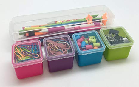So-Mine Reusable Set of 5 Nested Accessory Storage Containers, Assorted Colors (So-0460)